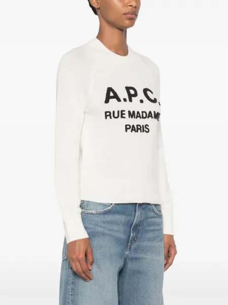 Pulover A.p.c. cu imagine alb