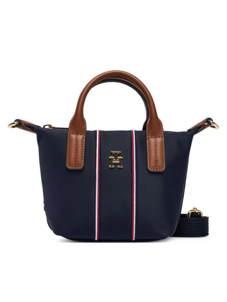 TOMMY HILFIGER Ročna torbica POPETTE marine / rjava / zlata modra