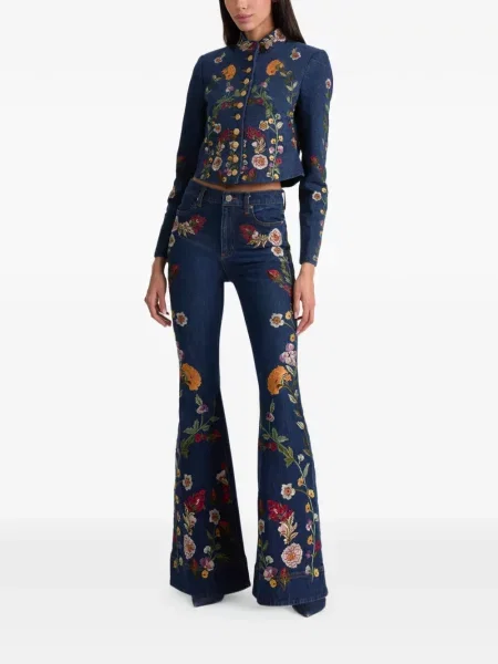 Blugi Alice + Olivia cu model floral albastru