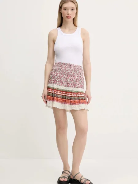 Superdry spódnica mini rozkloszowana różowy