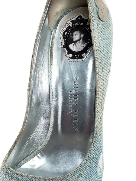 Pantofi cu toc Philipp Plein de cristal albastru