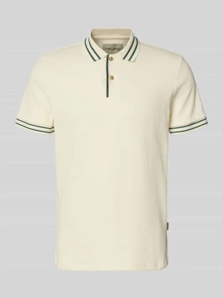 Koszulka polo o kroju slim fit z fakturowanym wzorem model FABLE' Blend biała