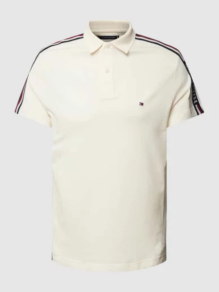 Koszulka polo o kroju regular fit z paskami w kontrastowym kolorze Tommy Hilfiger beżowe
