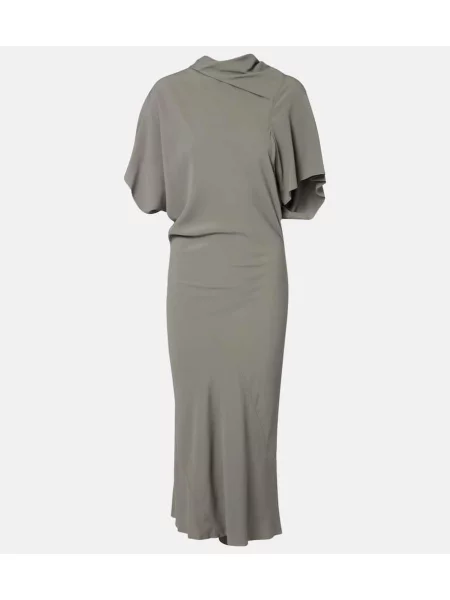 Rochie midi Rick Owens drapată până la genunchi de costum gri