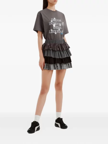 Fusta mini Mini Cream cu imagine gri
