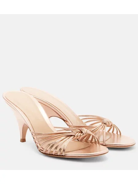 Papuci tip mules Gianvito Rossi din piele auriu