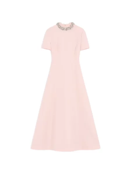 Rochie midi Valentino Garavani cu broderie din crep roz