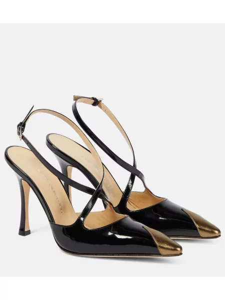 Lakierowana czółenka Alessandra Rich skórzana czarna