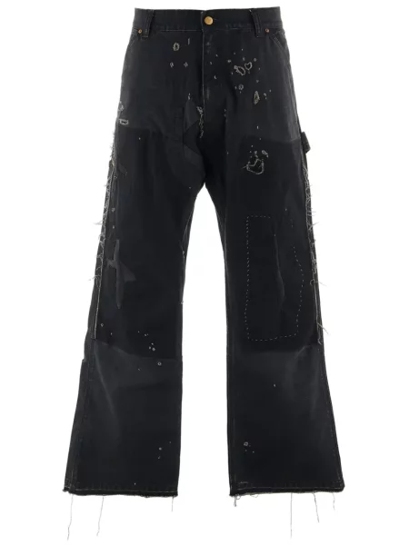Široké džíny Saint Mxxxxxx s oděrkami černé