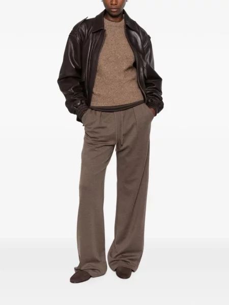 Pantaloni Max Mara alergare cu cordon maro