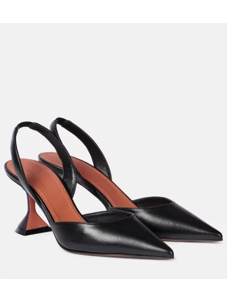 Pantofi cu toc Amina Muaddi din piele slingback negru