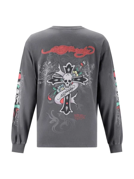 Ed Hardy Pulover gri închis / roșu negru
