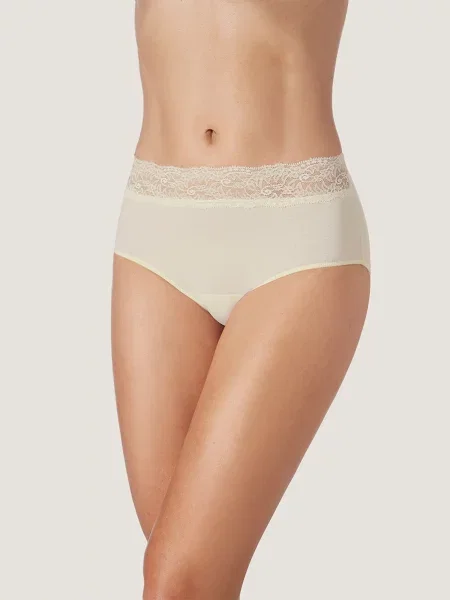 Zd ZERO DEFECTS Chiloți Atenea lace high waist Soy fiber natural alb