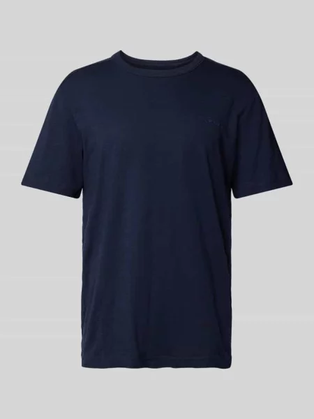 T-shirt o kroju regular fit z czystej bawełny z gumowanym nadrukiem z logo Tom Tailor granatowa
