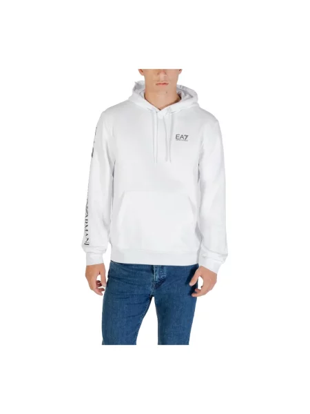 Bluza z kapturem Emporio Armani Ea7 z kapturem z nadrukiem biała