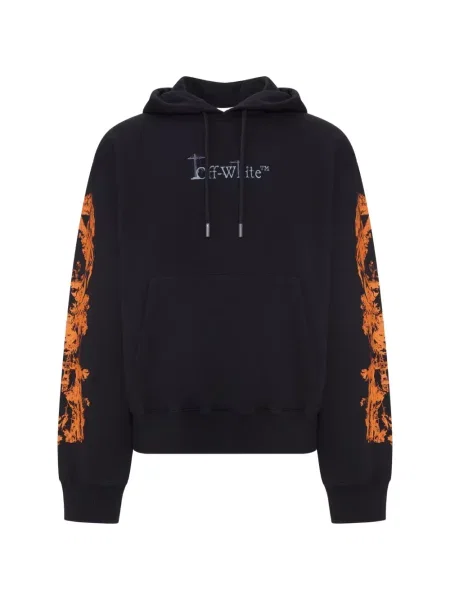 Hanorac cu glugă Off-white cu imagine cu cordon alb