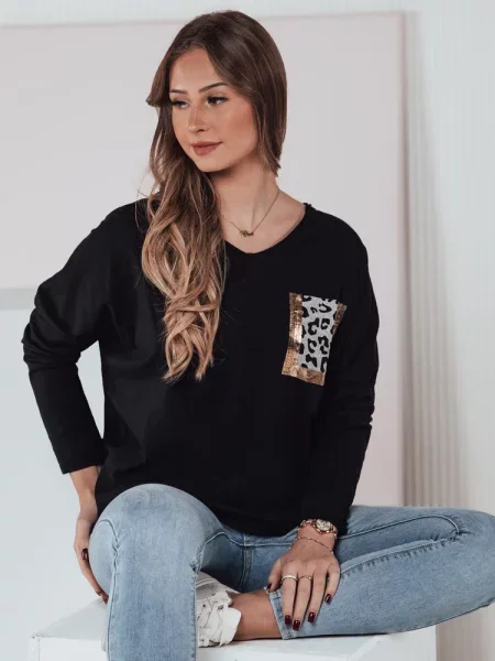Bluzka oversize GLAMZONE z nadrukiem Dstreet czarna