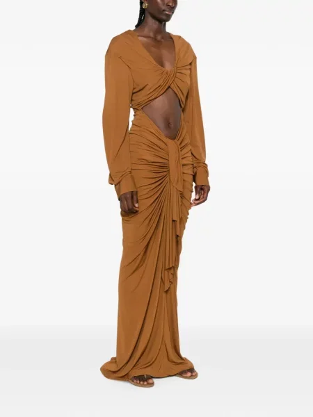 Rochie maxi Christopher Esber drapată maro