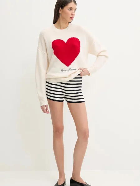 Вовняні шорти FROM FUTURE візерунок висока посадка синій