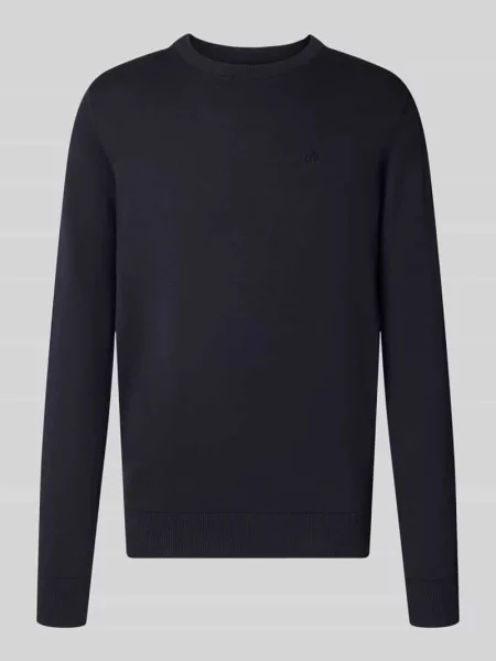 Sweter z dzianiny o kroju relaxed fit z czystej bawełny Bugatti granatowy