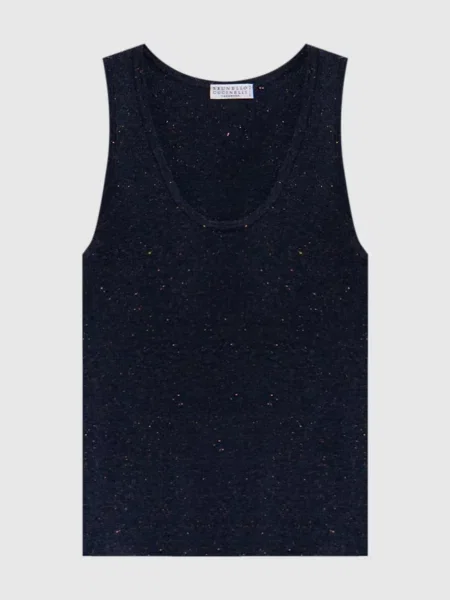 Майка з кашеміром та люрексом Brunello Cucinelli синя