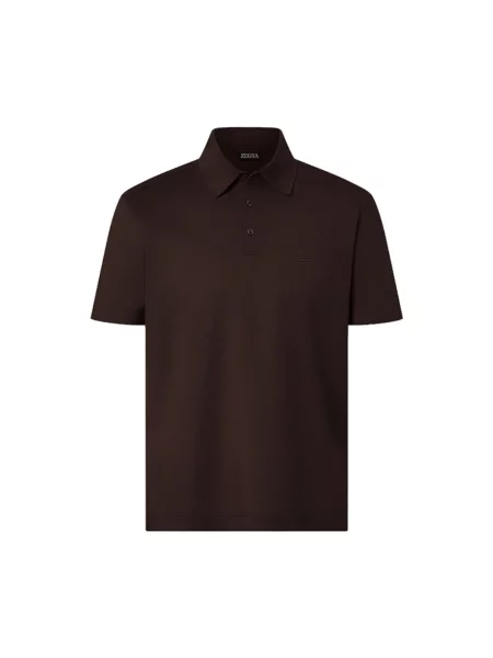 Koszulka polo Zegna z krótkim rękawem brązowa