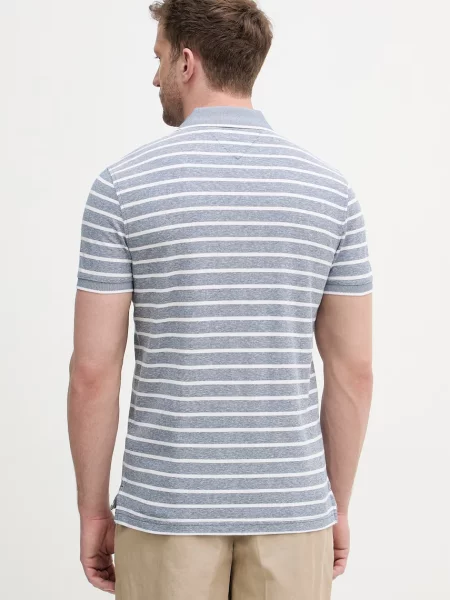 Tommy Hilfiger polo z dodatkiem lnu niebieska