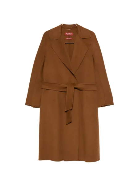 Cu centură palton Max Mara cu rever maro