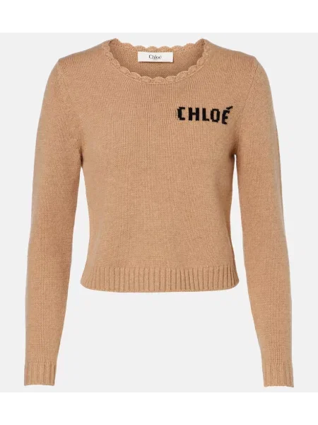 Pulover Chloé de lână bej