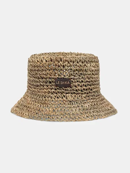 LE SH KA headwear női fonott szalmakalap Straw Bucket Hat bézs