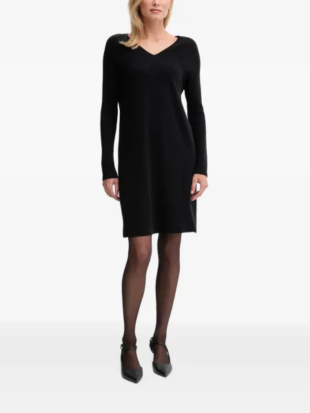 Rochie mini Benetton tricotate cu decolteu în V negru