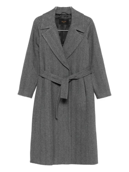 Palton Paltò cu model herringbone negru