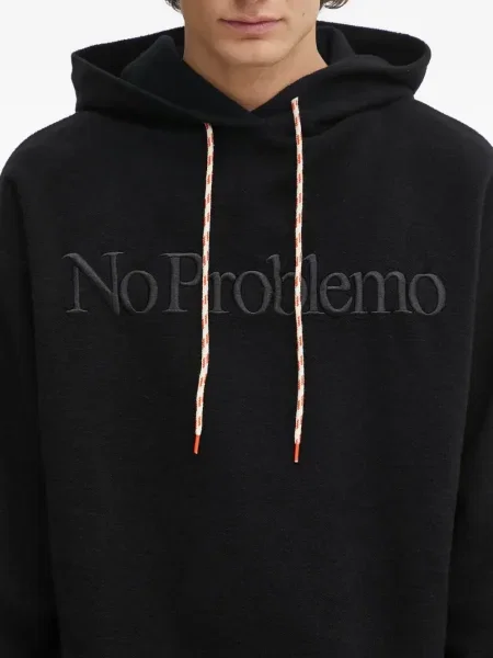 Hanorac cu glugă No Problemo cu broderie negru