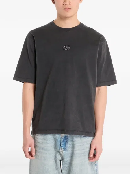 Tricou Filling Pieces cu broderie gri