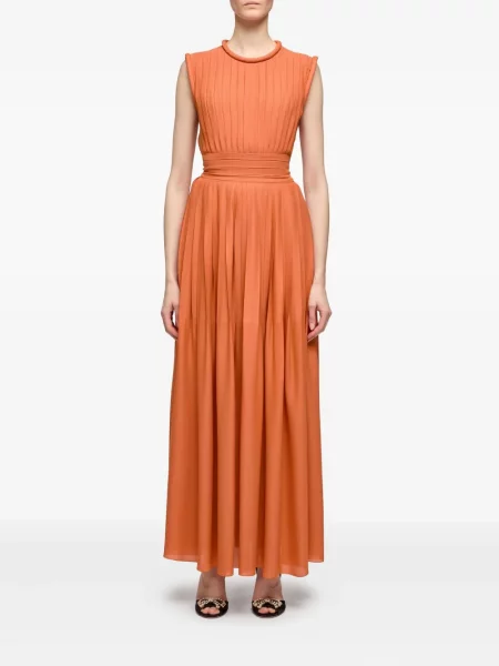Rochie fără mâneci Giambattista Valli fără mâneci plisată de costum portocaliu