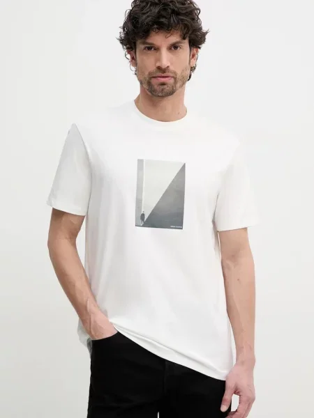 Tričko Armani Exchange s potiskem béžová