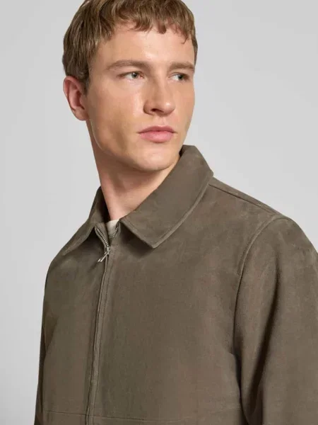 Kurtka skórzana z zamkiem błyskawicznym i wpuszczanymi Jack & Jones Premium