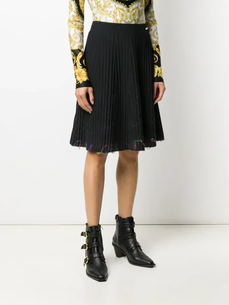 Plisované plisované sukně Versace Pre-owned černé