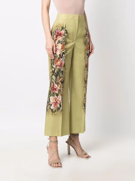 Pantaloni Alberta Ferretti cu imagine evazate verde