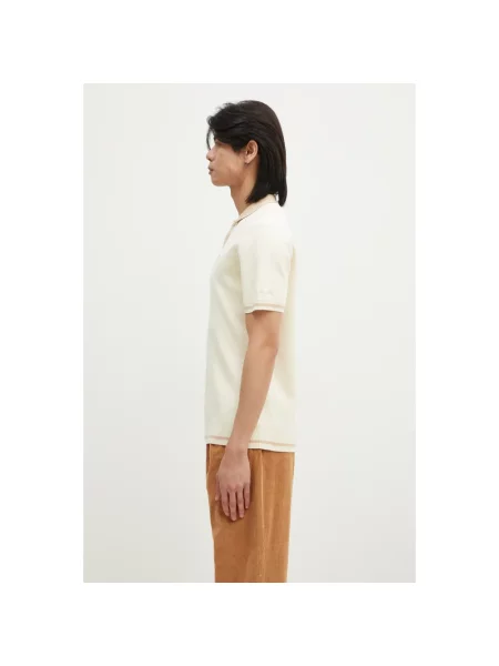 Dzianinowa koszulka polo Filling Pieces beżowa