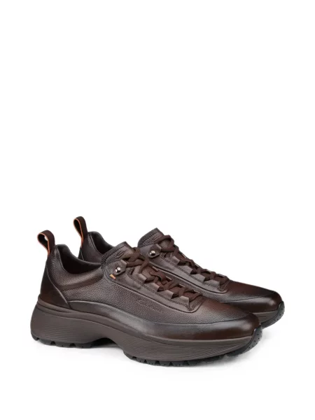 Fűzős csipkés sneaker Santoni barna