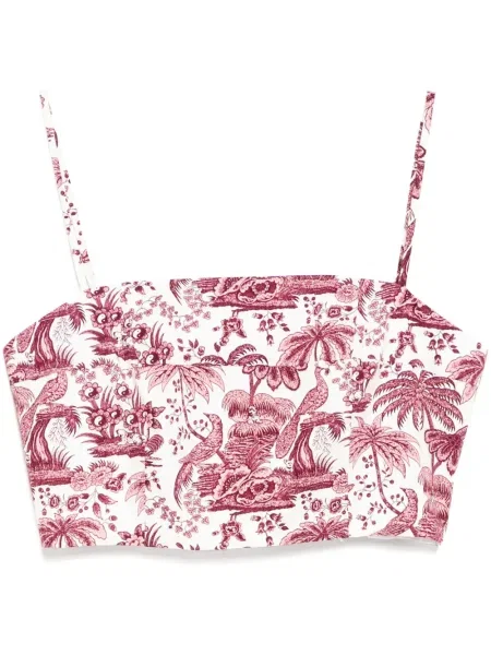 Top Staud cu model floral cu imagine alb