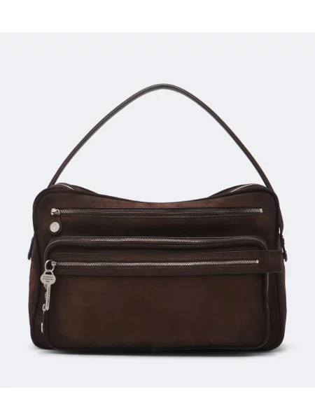 Geantă Acne Studios din piele de căprioară maro