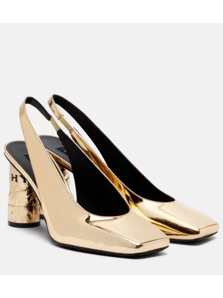 Pantofi cu toc Givenchy din piele slingback auriu