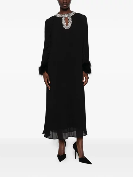 Rochie Paper Lace cu pene din dantelă negru