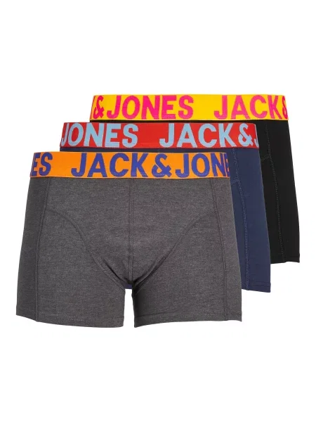 JACK & JONES Boxeri JACCrazy albastru închis / gri metalic / portocaliu negru