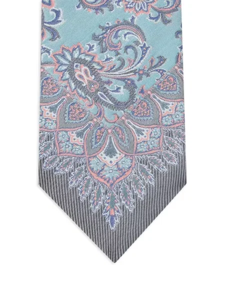 Cravată Etro cu model floral din jacard albastru