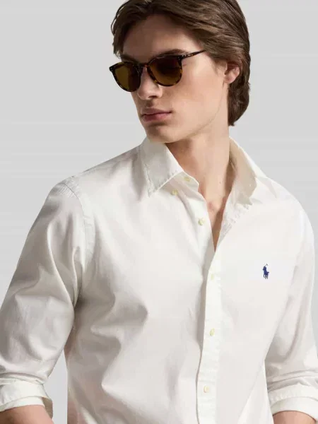 Polo Ralph Lauren Koszule Mężczyzna S Koszula z Kołnierzykiem Zapinanym na biały