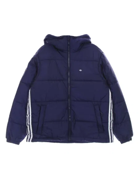 Kurtka puchowa Adidas z kapturem niebieska