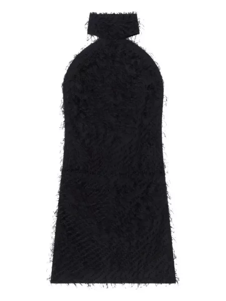 Rochie Courreges cu franjuri cu gât halter de costum negru
